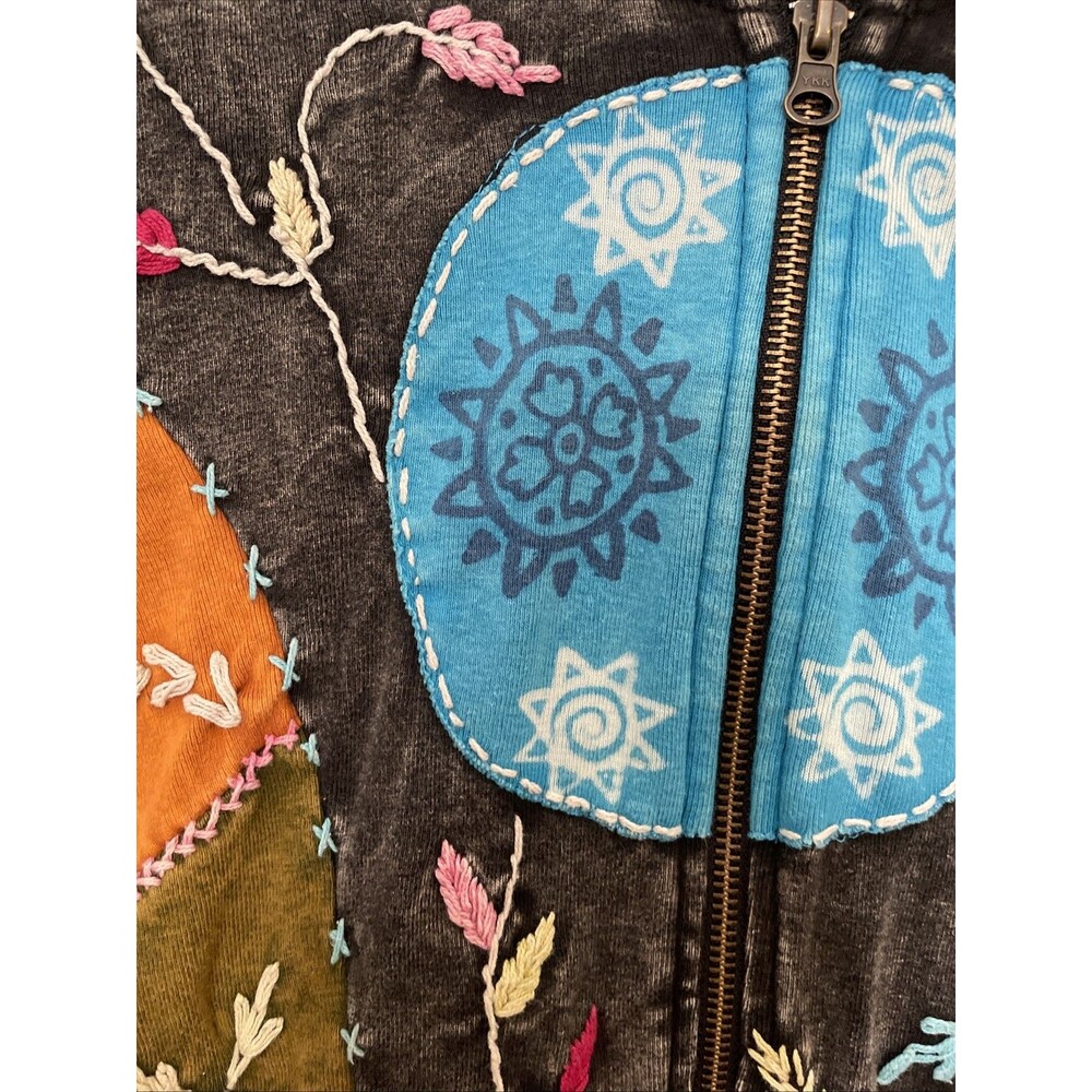 Boho Style Zip-Up Hoodie Medium Embroidered Artsy Eclectic Hippie - Picture 3 of 8
